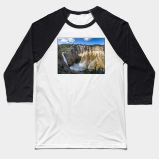 Wyoming State Outline (Lower Yellowstone Falls) Baseball T-Shirt